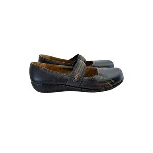 Clarks Active Air Womens Size 7W Black Leather Mary Jane Slip On Wide Pre-Owned